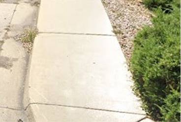 Flat sidewalk at least 5 feet wide