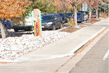 Flat sidewalk at least 5 feet wide